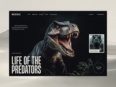 Mesozoica Website 3d clean composition dinosaur figma graphic design grid history homepage illustration logo midjourney minimalism museum nature simple typography ui uidesign web design
