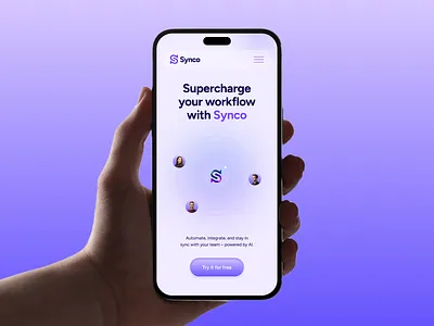 Website for Synco - Mobile version ai app design mobile responsive saas ui ux web design