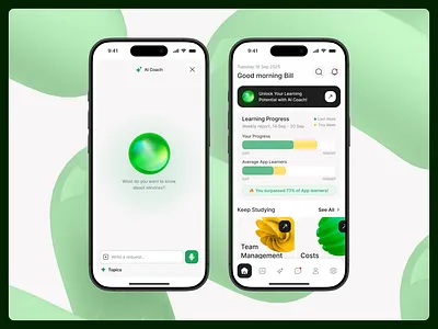 Training App For Restaurant Staff ai ai chat coach mentor mobile mobile app restaurant statistics ui ux