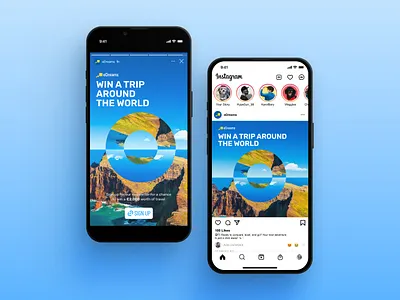 Win a trip around the world digital graphic design social media