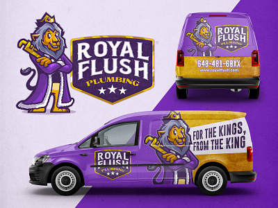 ROYAL FLUSH PLUMBING - A Friendly Lion King Mascot Logo bold branding gaming logo home service hvac illustration lion logo mascot logo mockup plumbing sportslogo