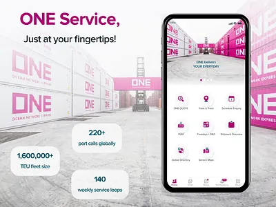 Ocean Network Epxress animation app design app ui branding container figma logistics marine app mobile animation mobile app mobile app design motion motion design motion graphics shipping ui ui ux ui ux design ux
