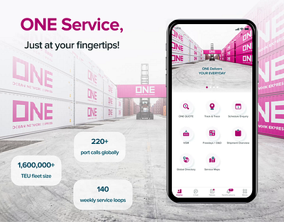 Ocean Network Epxress animation app design app ui branding container figma logistics marine app mobile animation mobile app mobile app design motion motion design motion graphics shipping ui ui ux ui ux design ux