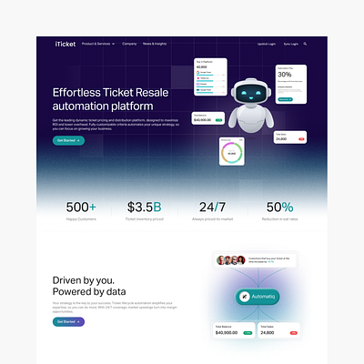 iTicket - AI-Powered Ticket Resale Platform ai artificial intelligence branding futuristic landing page saas ui website