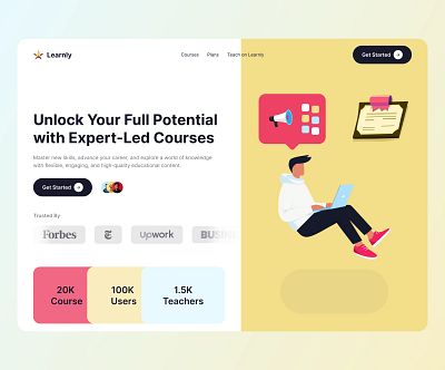 Learnly - Educational Website branding clean course design educational graphic design illustration landing page study teach ui ux