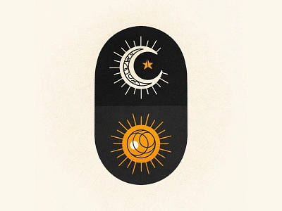 Suntober 017 - Solar Sisters badge balance branding illustration moon moon and sun procreate sticker sun suntober