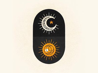 Suntober 017 - Solar Sisters badge balance branding illustration moon moon and sun procreate sticker sun suntober