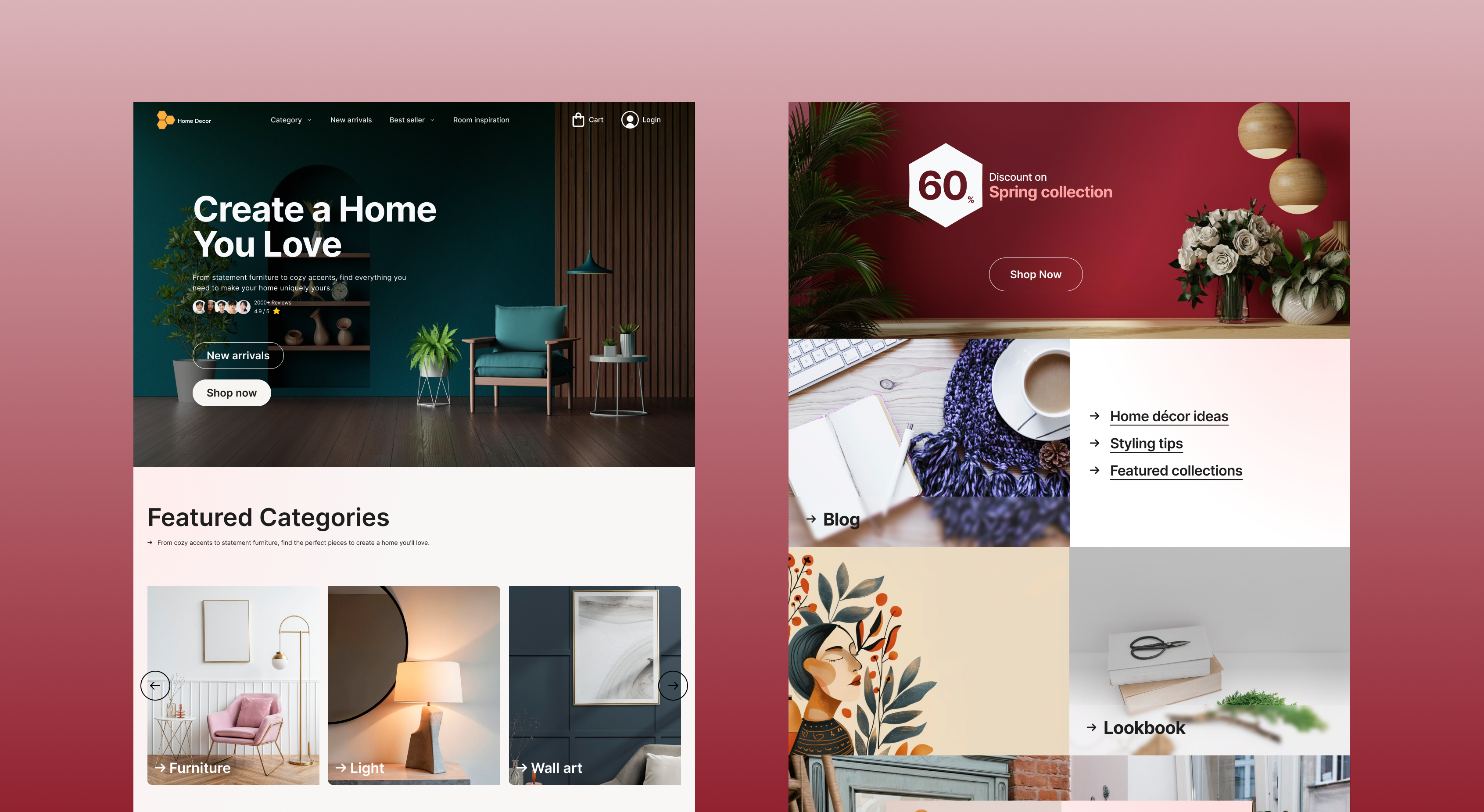 Home Decor landing page ecommercedesign homedecorui modernui uxforecommerce webdesigninspiration