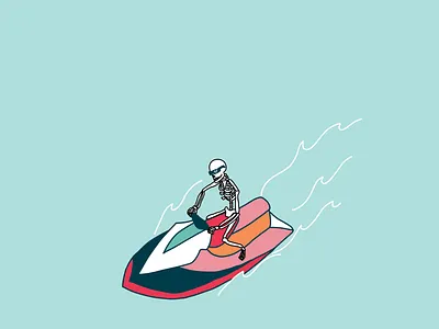 Jet Ski illustration ink jetski philly skeleton skull summer
