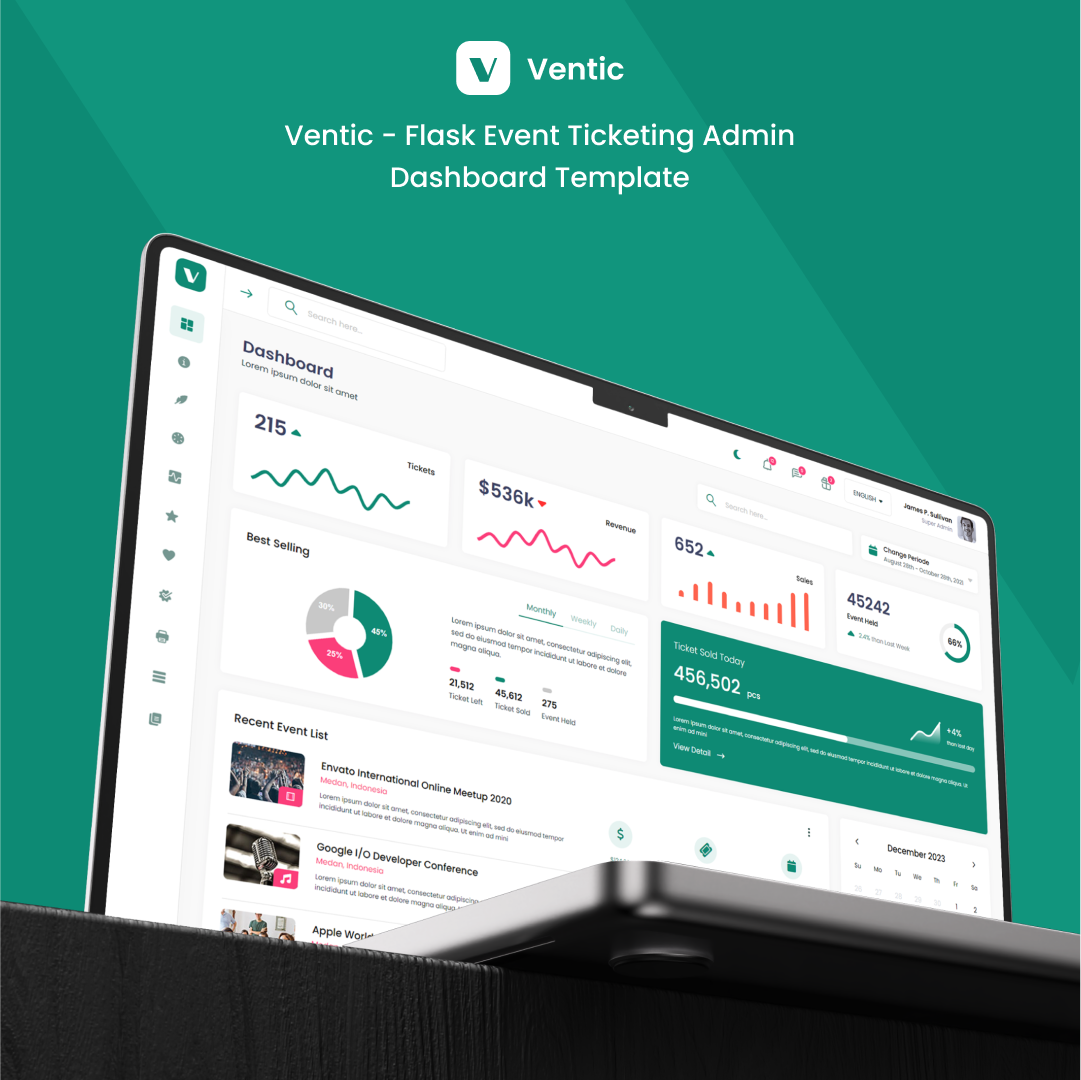 Ventic - Flask Event Ticketing Admin Dashboard Template logo