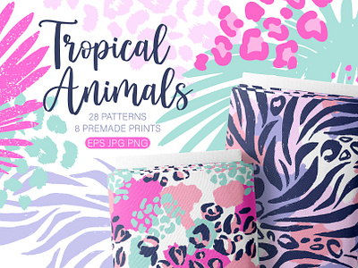 Tropical animals print collection animalprint animals design graphic design illustration pattern poster print tropical vector