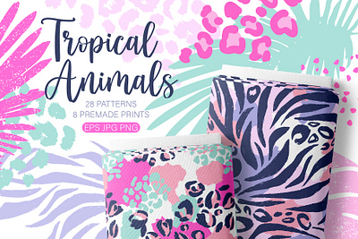 Tropical animals print collection animalprint animals design graphic design illustration pattern poster print tropical vector