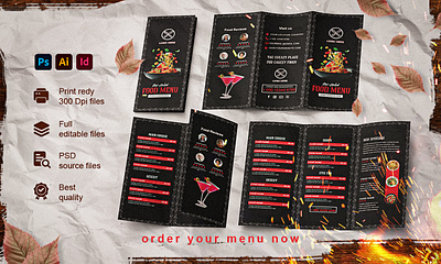 Tri-fold Restaurant menu design graphic design