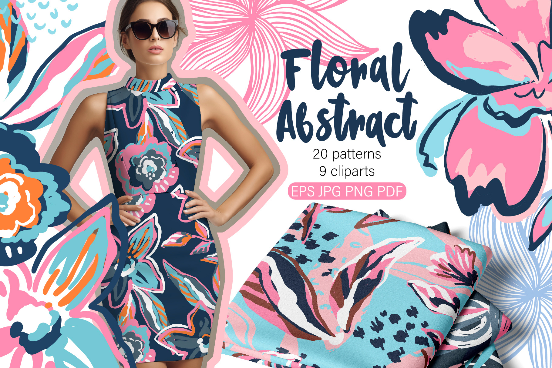 Floral abstract patterns and cliparts abstract collection design fabric flower graphic design leaf pattern print summer textile tropical vector