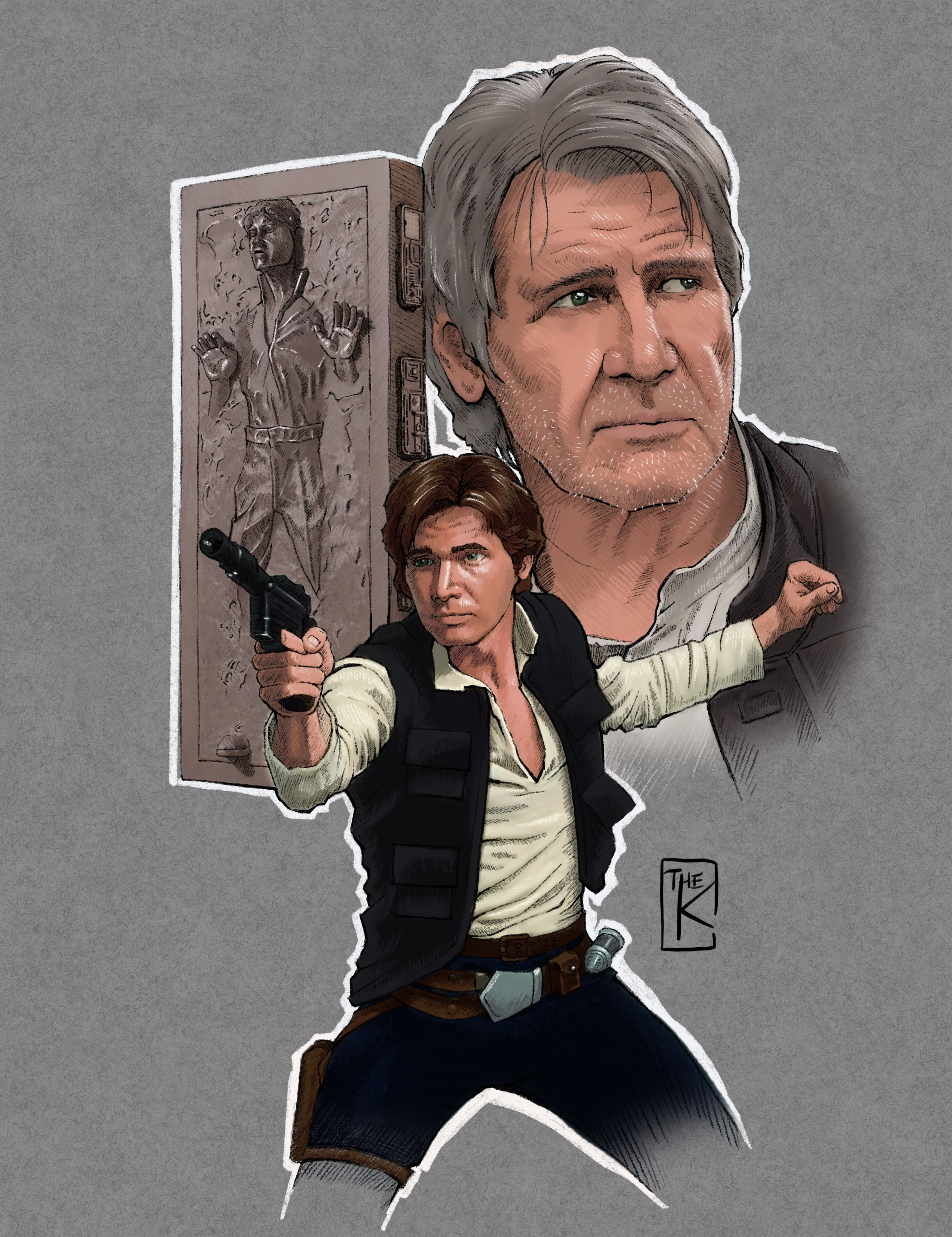Han Solo Tribute carbonite han hansolo illustration nevertellmetheodds oldsolo procreate solo star starwars wars