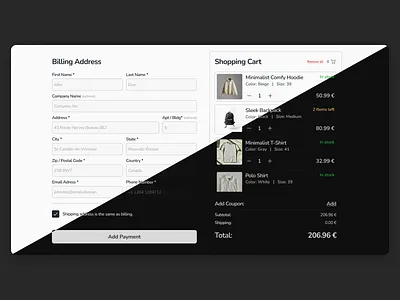 Modern Checkout app checkout darkmode design graphic design lightmode modern simple ui web design website