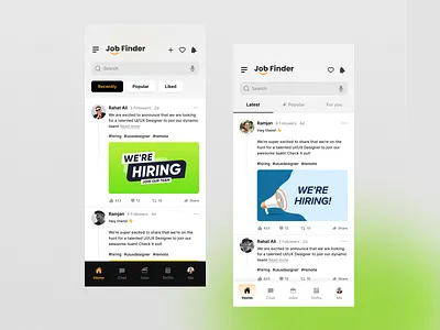 Job Finder- Mobile App assignments clean color follow graphic design growth invoices job app job finder job finder goes mobile app networking and collaboration real app ui ux we hiring