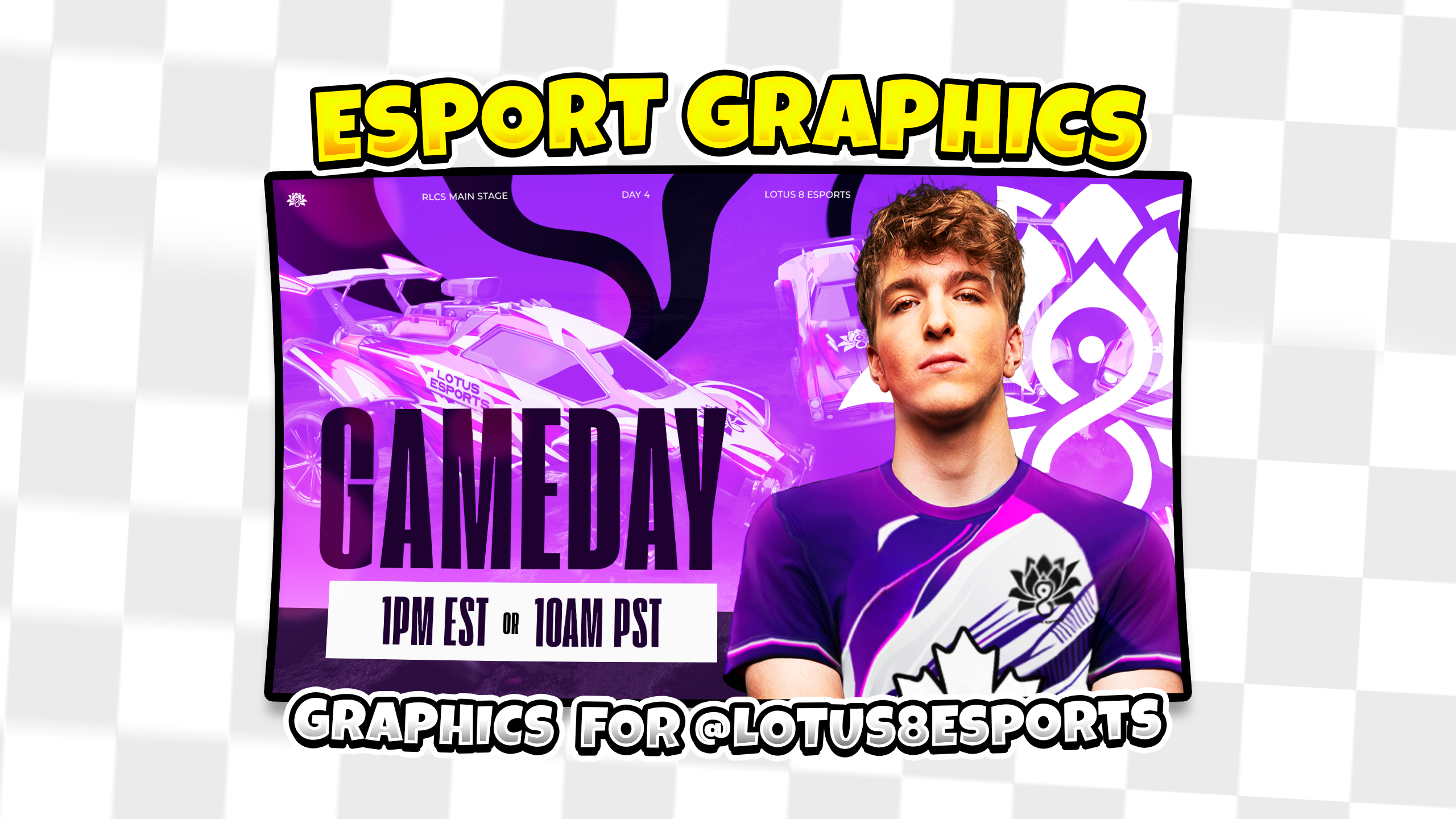Lotus 8 Esports - Gameday/Starting Post branding design esport posts esports graphic design rocket league social media graphics ui
