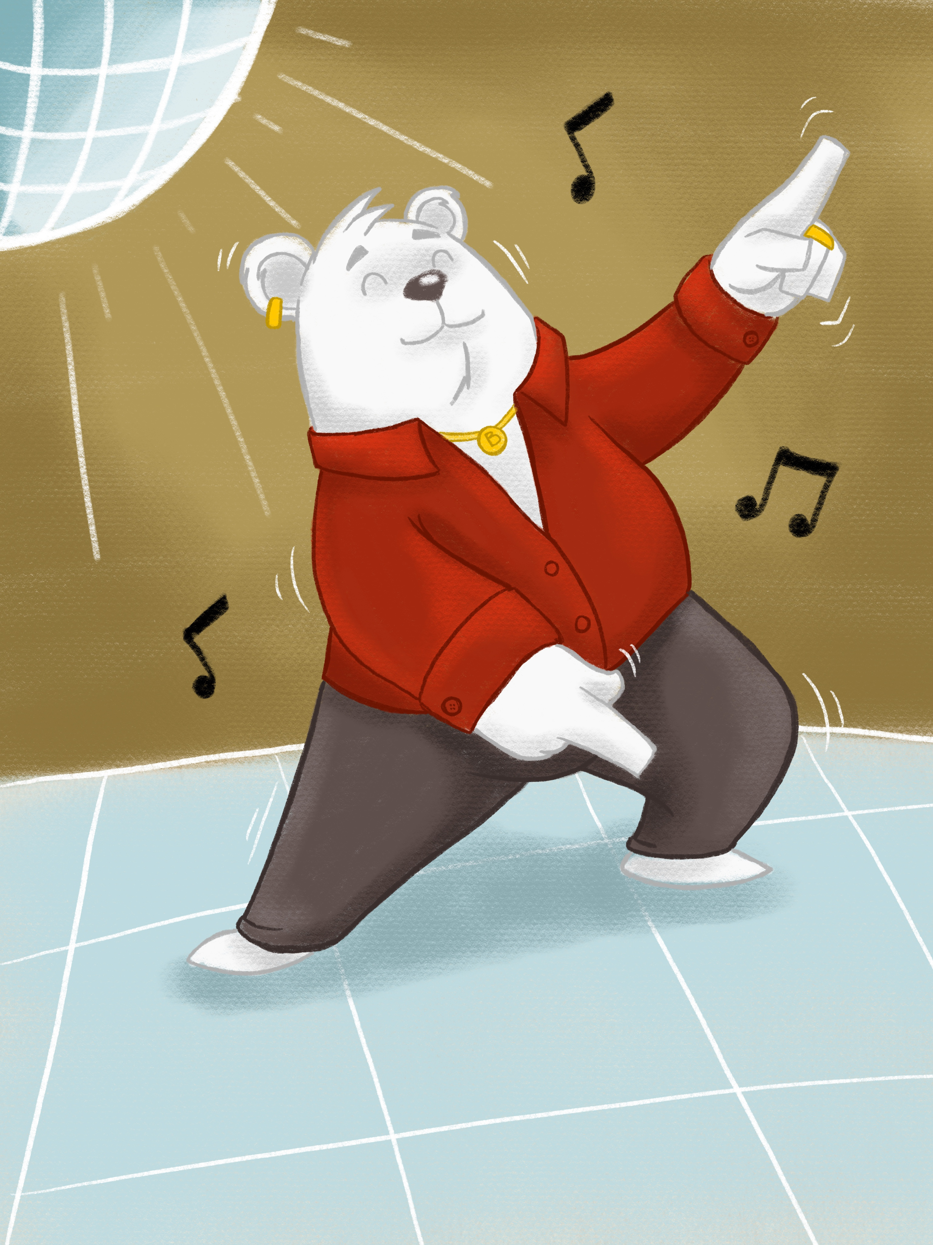 Dancing Polar Bear bear cartoon character characterdesign dancing design illustration music