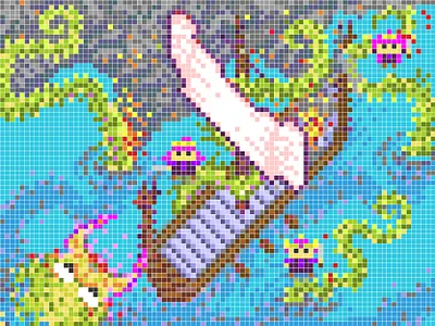 Pixel Voyage 8bit art character design game design pixel scene viking voyage
