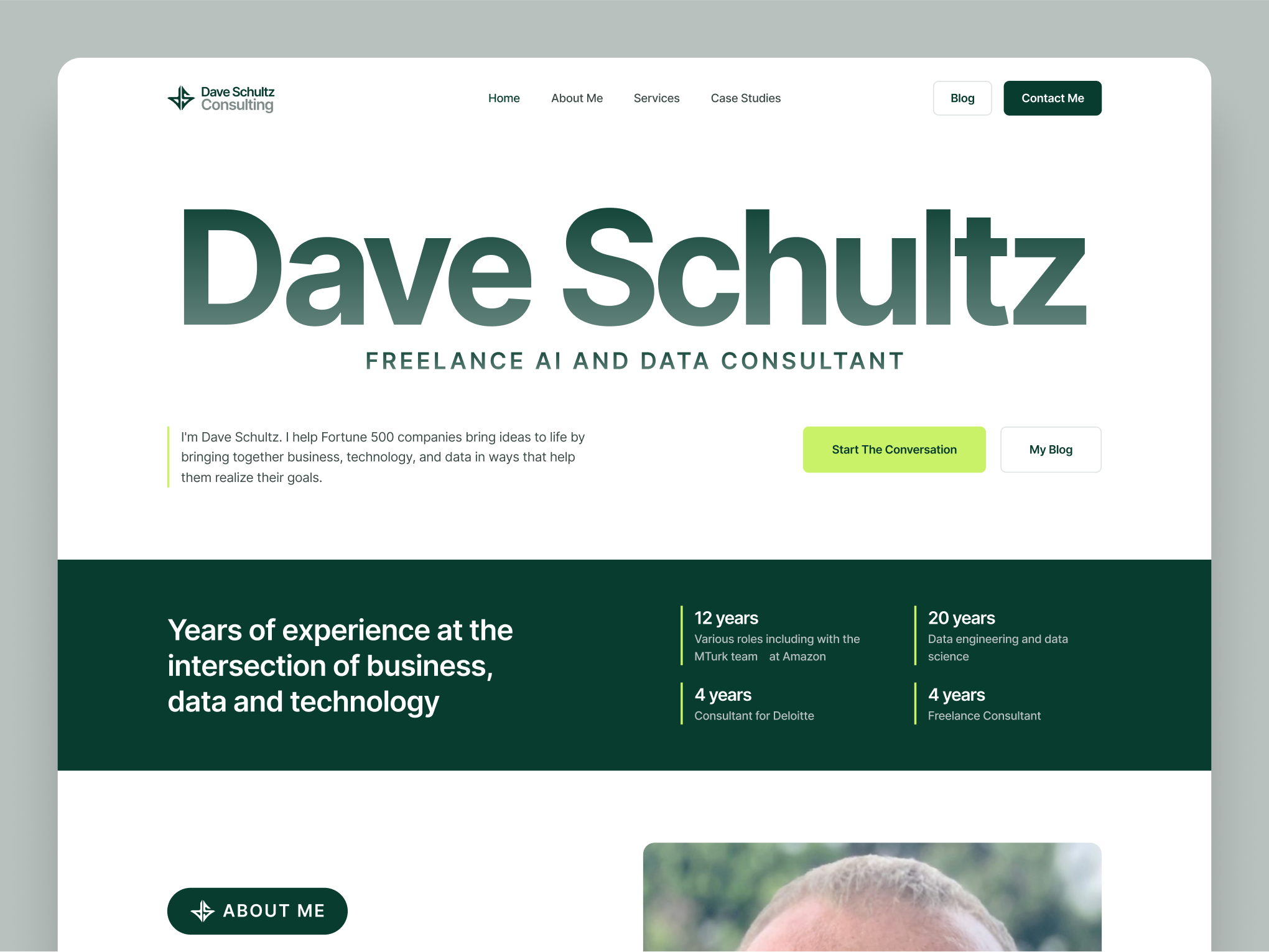 Freelance AI Consultant Personal Website Design consultant light modern personal portfolio website