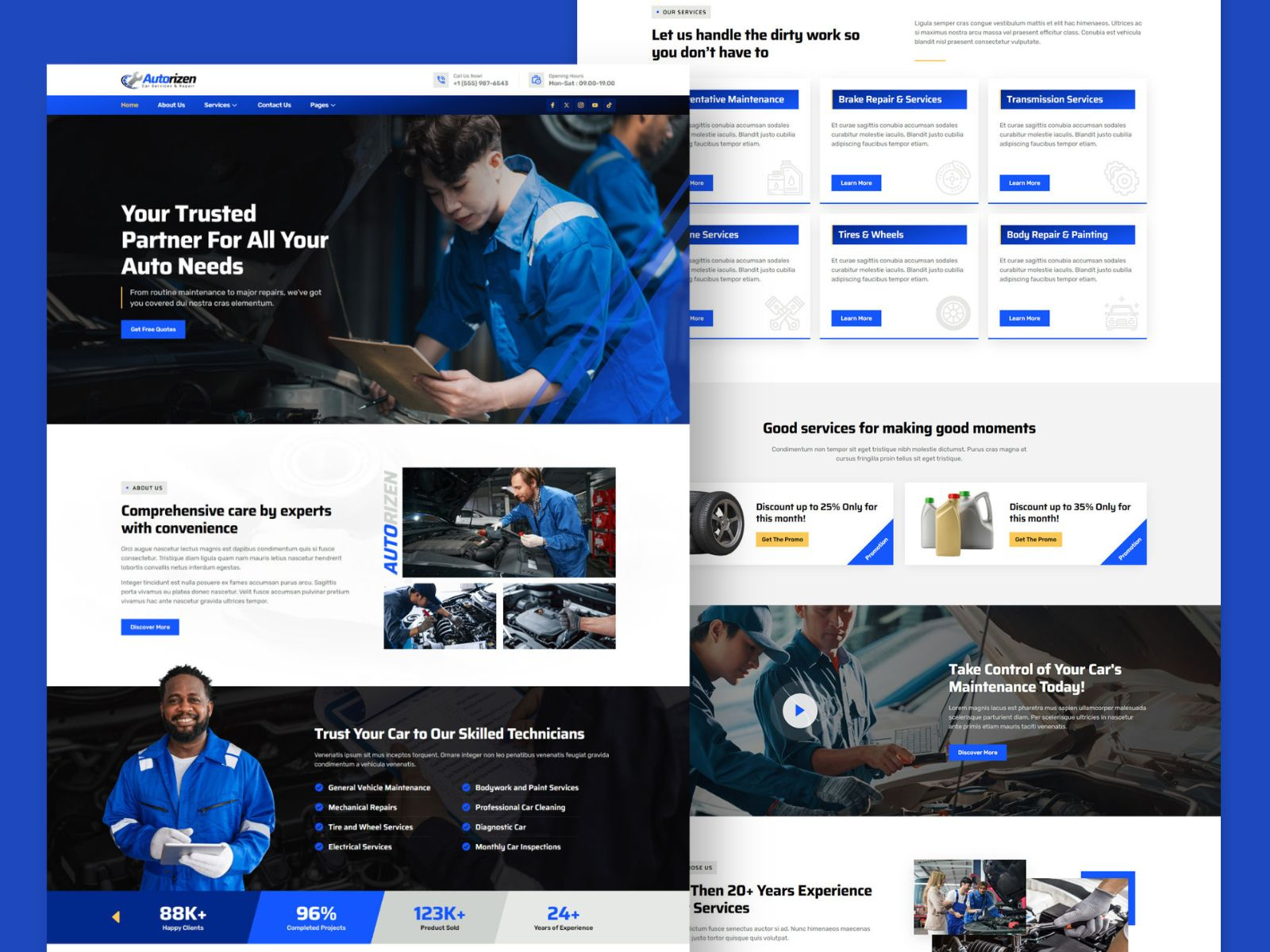 Template Kit for Car Repair & Auto Service Website auto care auto repair auto service automotive car car detailing car maintenance car mechanic car painting car repair car service elementor garage maintenance mechanic responsive design service template kit web design wordpress
