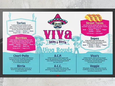 Digital menu design - Viva Tacos & Birria branding design graphic design graphics illustration logo restaurant