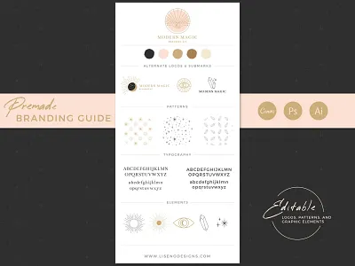 Modern Magic Branding Guide adobe illustrator branding branding kit canva graphic design logo logo design