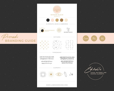 Modern Magic Branding Guide adobe illustrator branding branding kit canva graphic design logo logo design