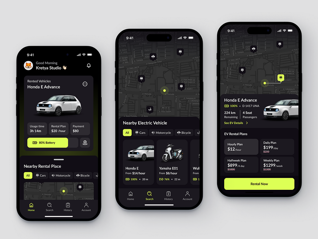 PowerRent Electric Vehicle Rental App by Muhammad Dani Asyrofi for