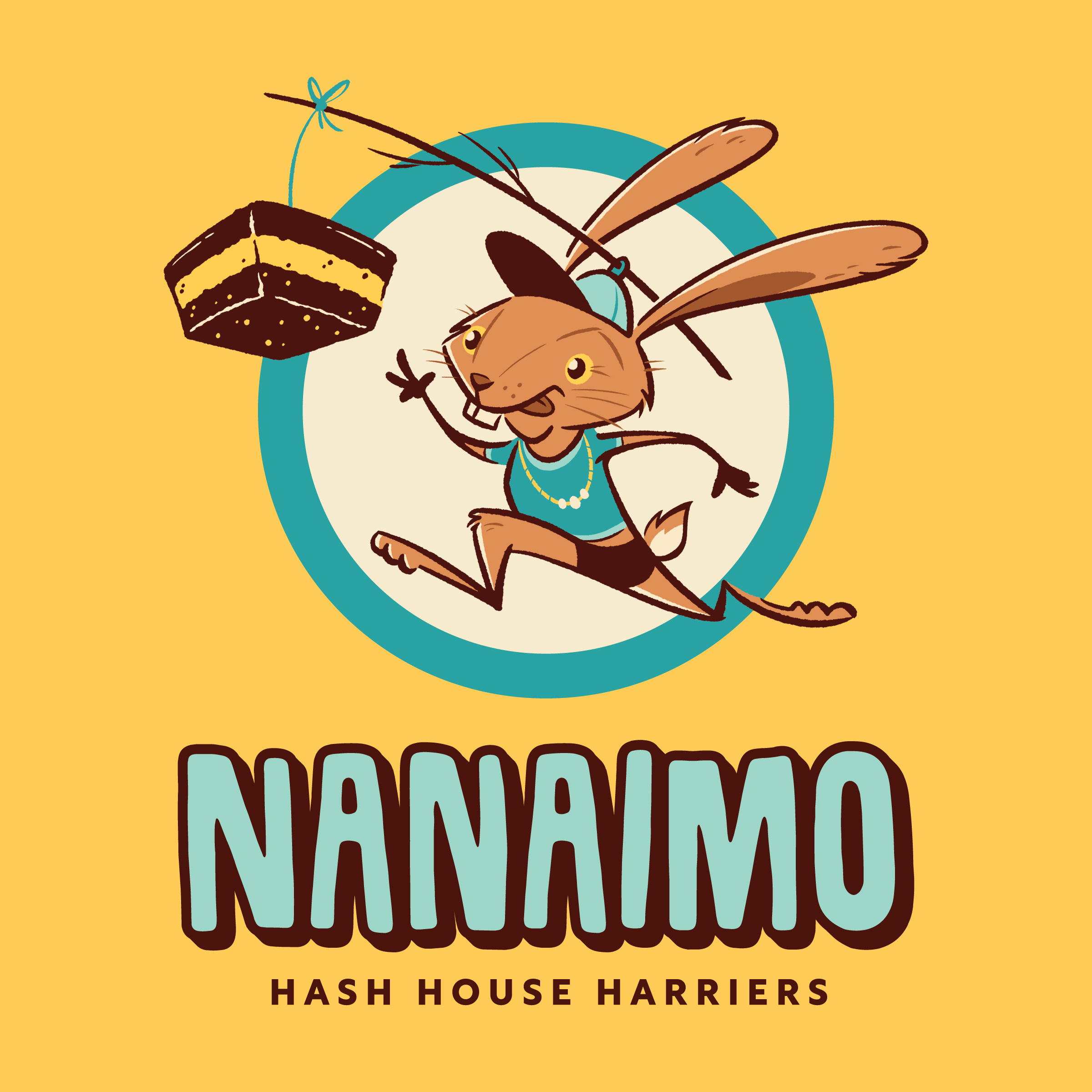 Nanaimo H3 bc beer british columbia bunny canada character design cute design digital illustration hare hash house harriers illustration nanaimo nanaimo bar rabbit retro runner running vancouver island vintage