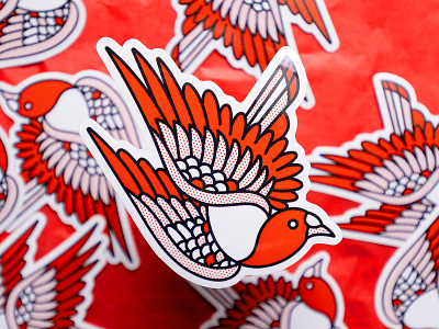 Birds Sticker bird die cut sticker flash tattoo flying halftone illustration monoline pop art sticker tattoo