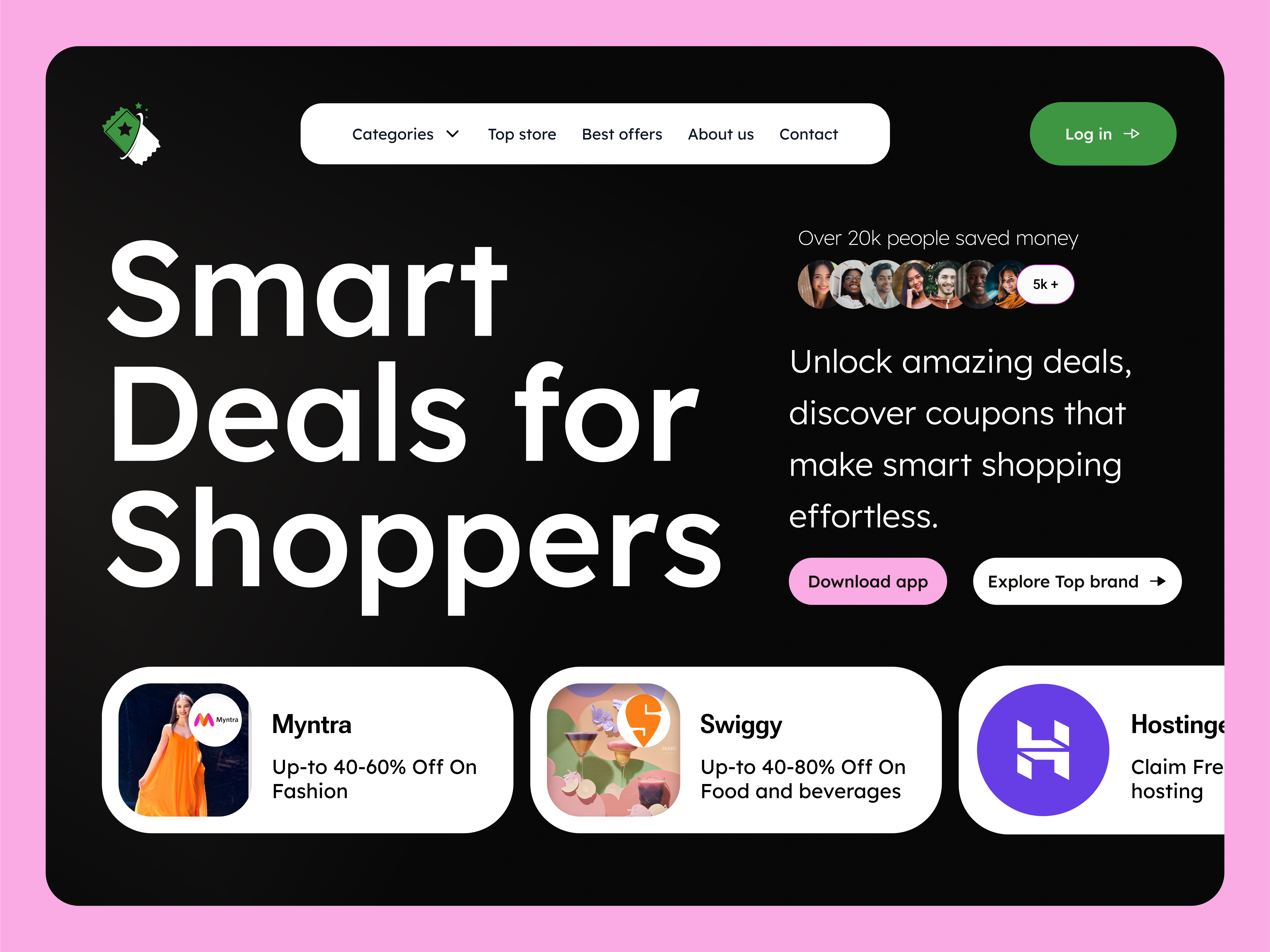 Modern Hero Header Design card code coupon ecommerce header hero marketing modern online promo saas sales saving shopping ui ux web