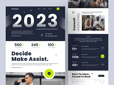 Workspa - Consulting Website 2023 2023 website advisor agency agency website business business consultation business development consulting finance header homepage landing page new year website product services ui uiux design ux website