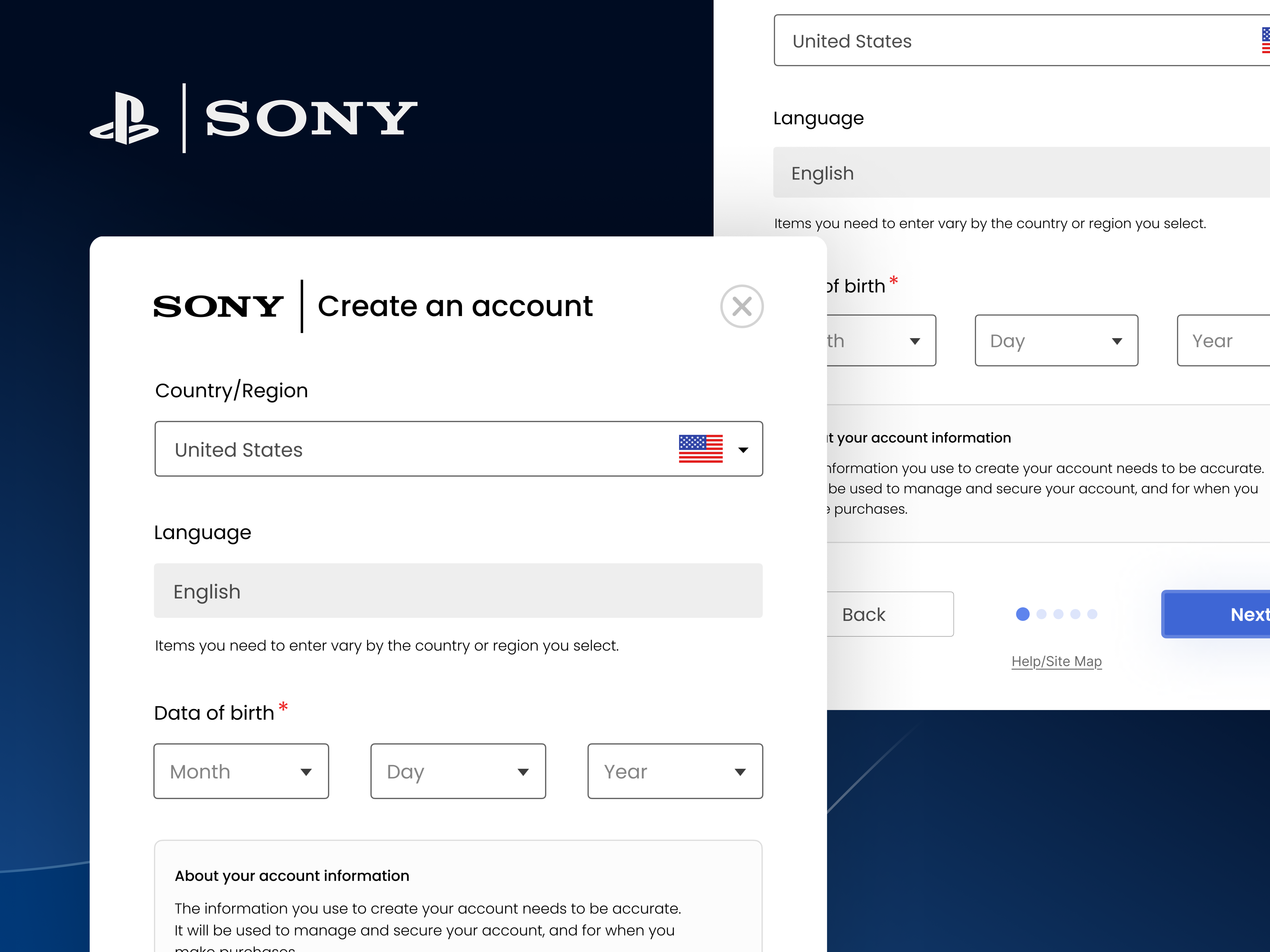 Example of UI Sony - Redesign Project