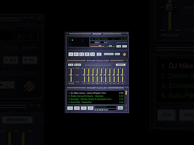 Winamp Redraw in Figma UI Audio Software Design audio figma mp3 music retro ui ui design vst winamp windows95
