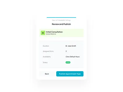 Appointment Type Modal ai app color green health health tech healthcare modal modern software tech ui ux