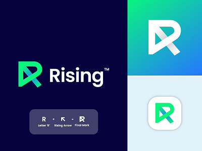 Rising Logo Concept abstract logo animation arrow brand identity branding brandmark design gradient graphic design identity illustration letter mark monogram letter r logo logo design logo mark mark modern logo rise rising logo