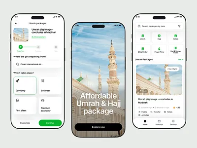 Hajj, Umrah pilgrimage booking app design app design interface product service startup ui ux web