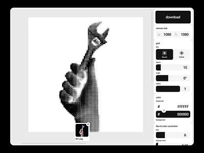 Halftone Maker clean dark editor minimalistic product startup tool ui webapp