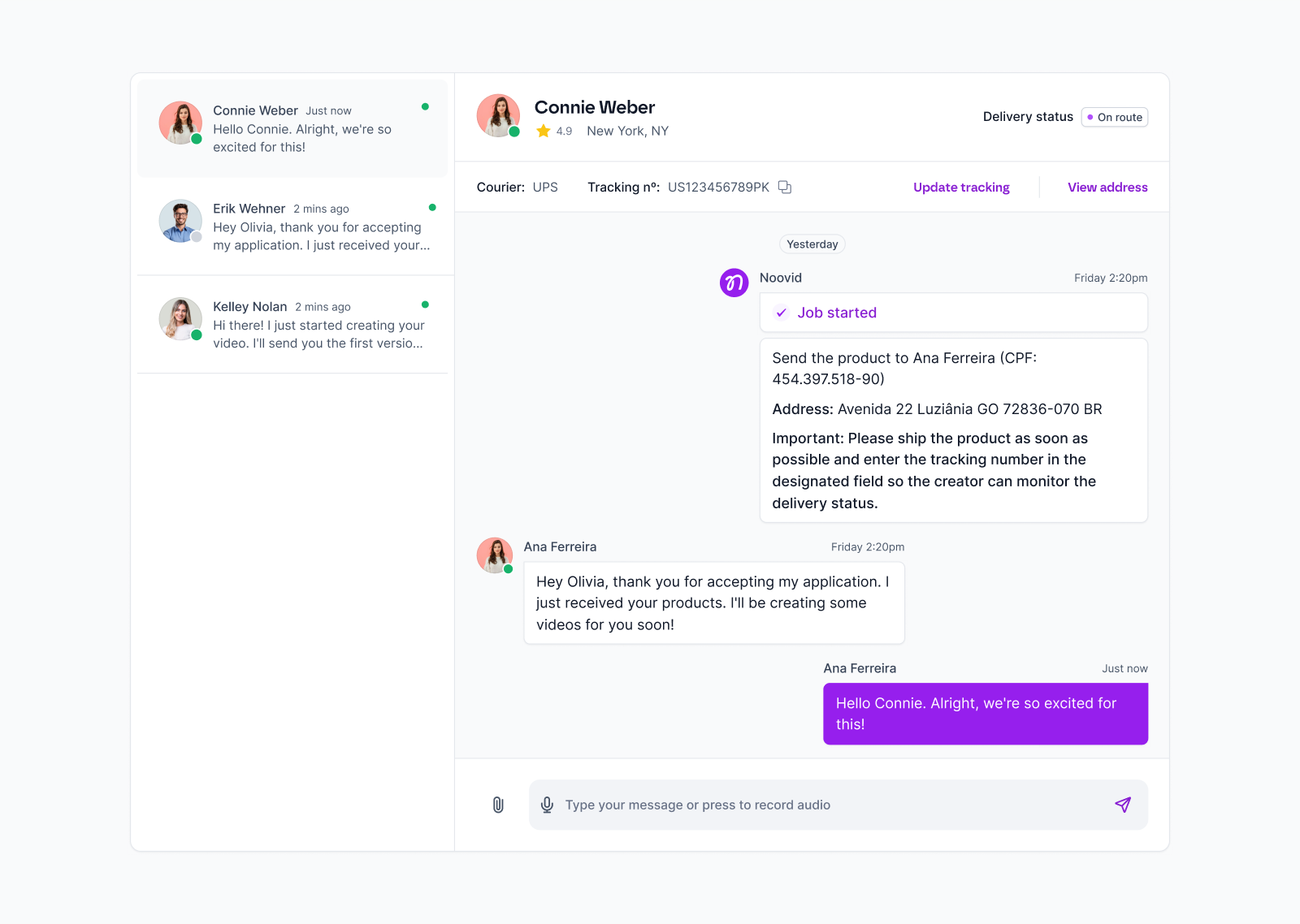 Chat App - UGC Platform chat communication conversation creator dashboard figma message messenger ugc ui ui design ux ux design