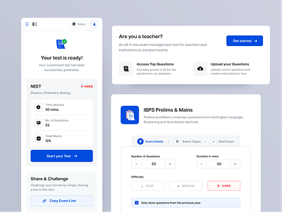 Learning Platform components elearning exam form mobile ui ux