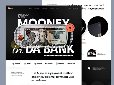 Mase - Banking Website Animation animation bank banking clean credit card design finance fintech landing page landingpage money motion graphics swiss design typography ui ui design website