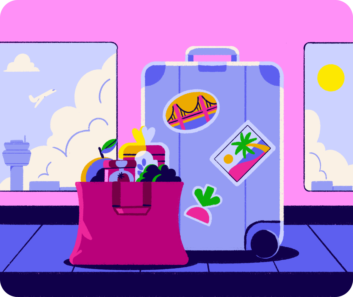 Instacart - Travel airport delivery groceries illustration procreate
