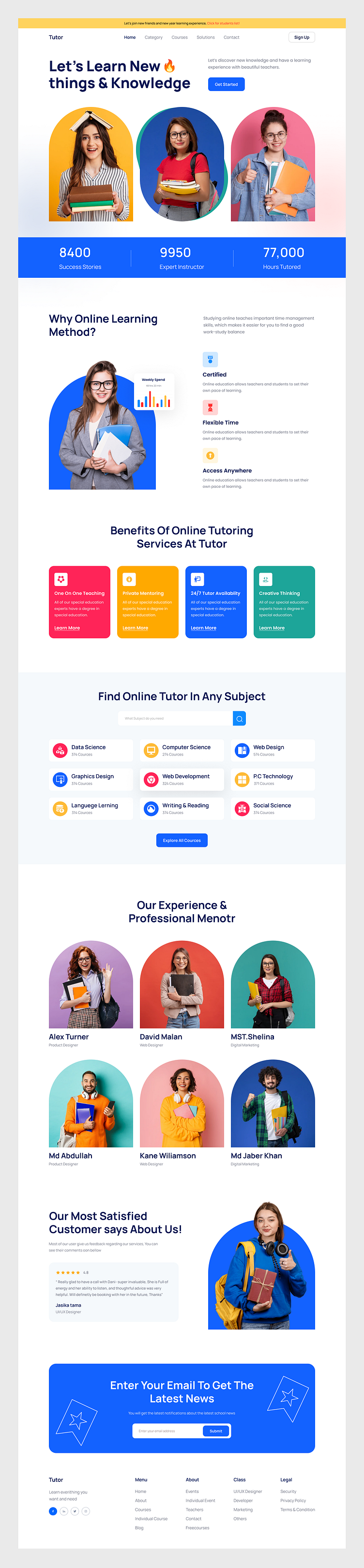 e-learning Website Homepage-Tutor by Foysal for PageX on Dribbble