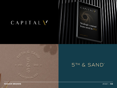 2022 - Capital V + 5th & Sand brand branding capital decoration design finance home house icon interior investors logo mark money sand seed style v