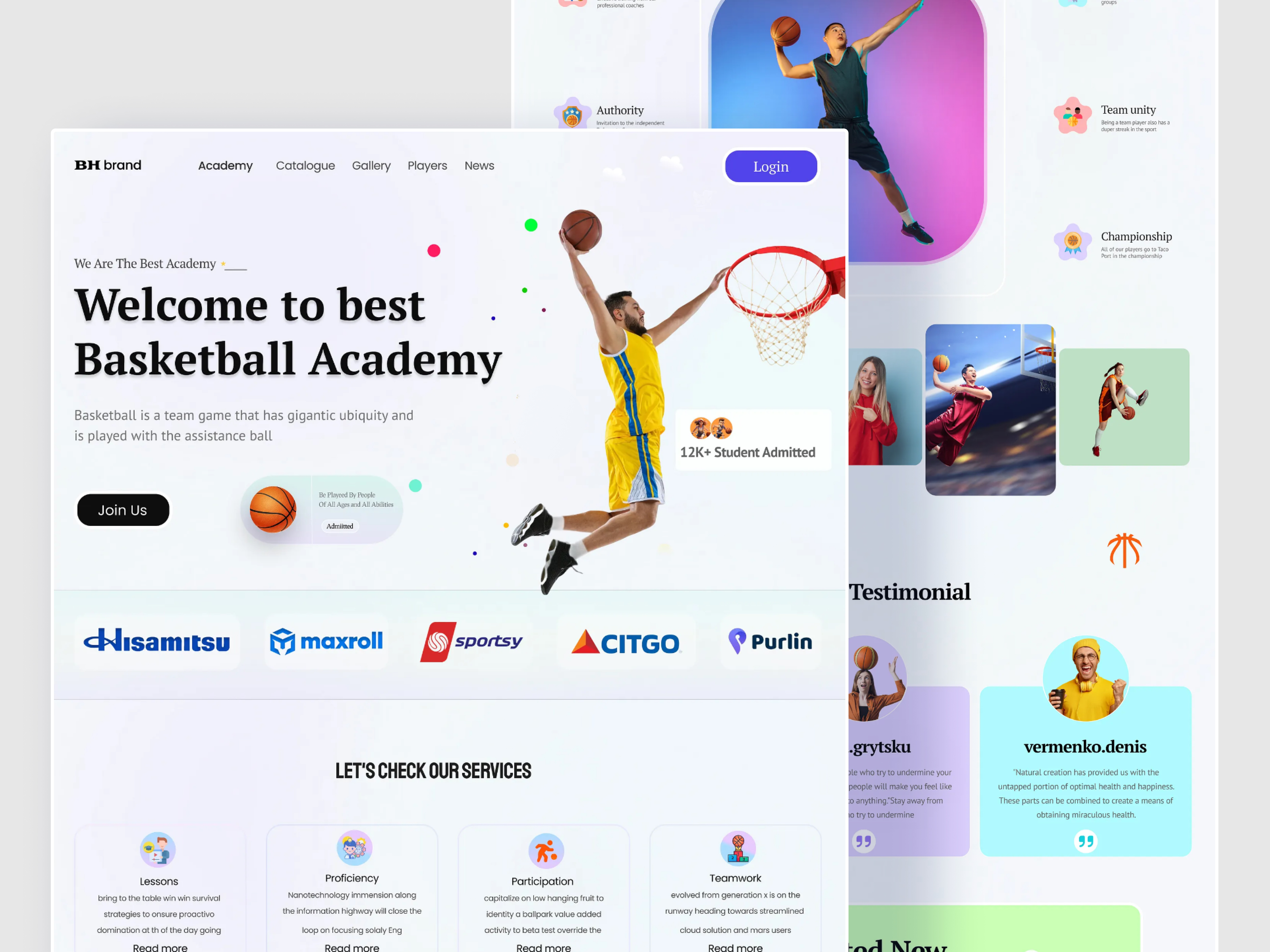 Basketball Website Design product ui ux web website