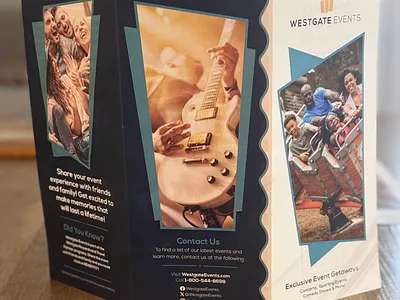 Westgate Events Tri fold brochure branding brochure graphic design hospitality layout design marketing trifold typography