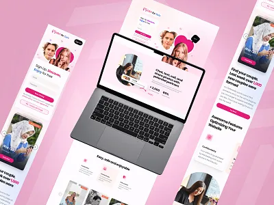 Dating Mobile Landing couple dating females girls landing love pink tinder web web design