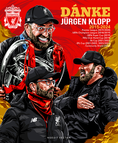 Tribute illustration poster for Jurgen Klopp art branding coreldraw design designer digitalart graphicdesigner illustration vector